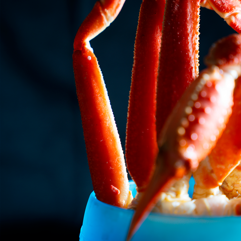 Section de crabe des neiges cuite