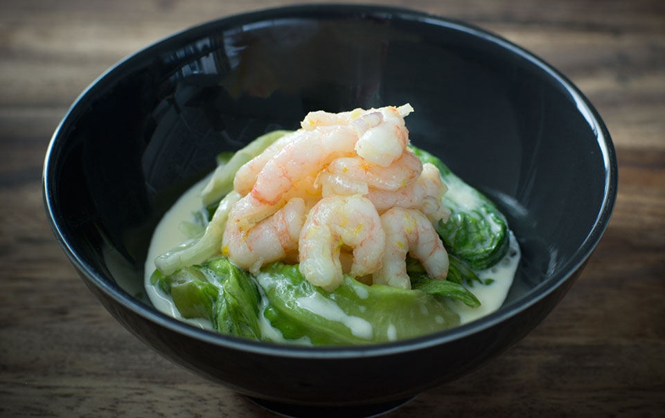 Nordic shrimp and Boston lettuce with cream