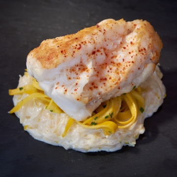 Monkfish tail with creamed leeks