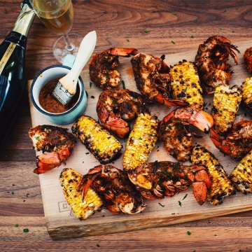 BBQ grilled Cajun lobster tails