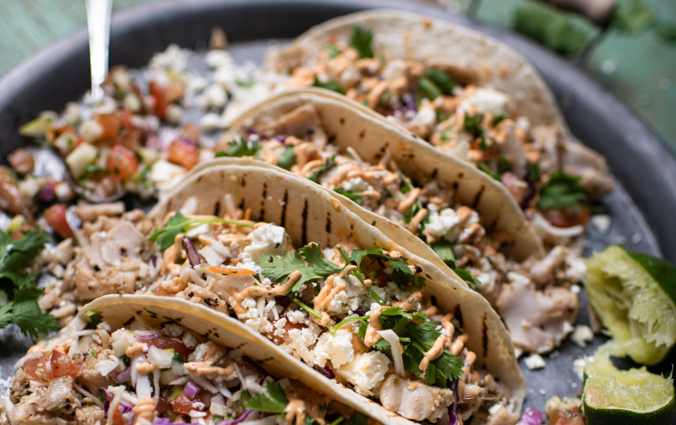 Fish tacos with green apple salsa