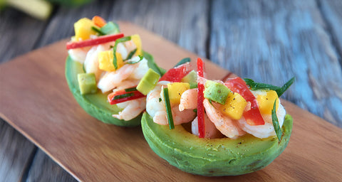 Avocat farci aux crevettes et à la mangue