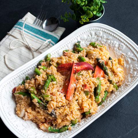 Risotto au homard et asperges