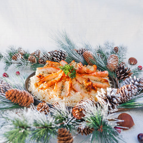 Plat de Crevettes d’Argentine à l’Ail sur Riz Basmati