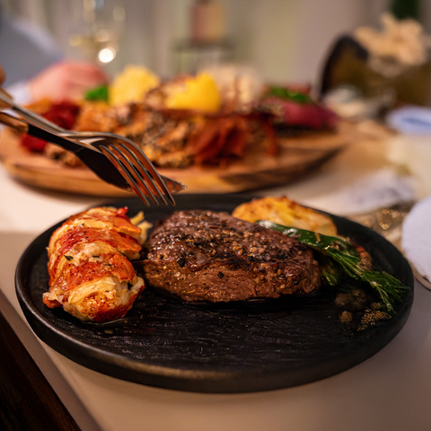 pre-cooked gourmet surf and turf meal