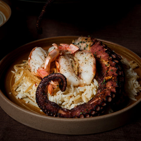 Le duo grillé – Crevettes Papillon & Protéine au choix