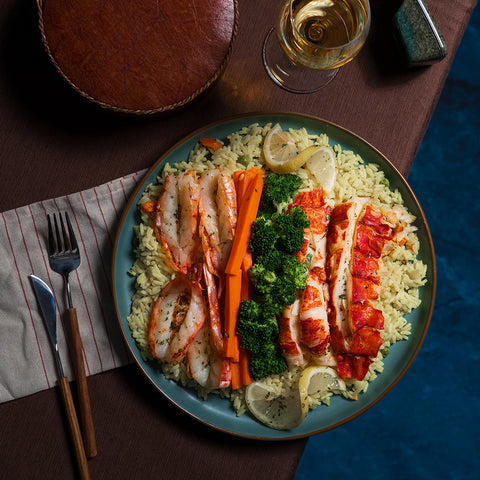 Assiette signature homards et crevettes