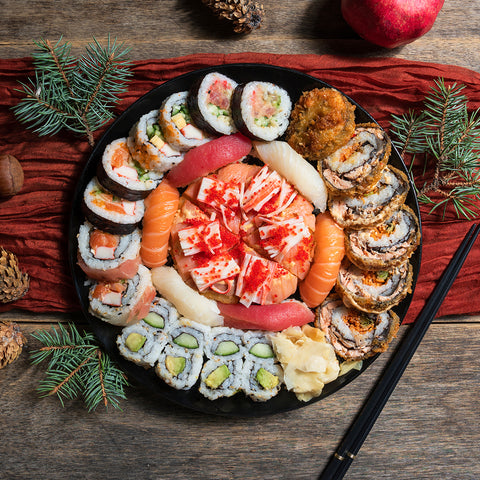 Plateau de sushis aux temps des fêtes